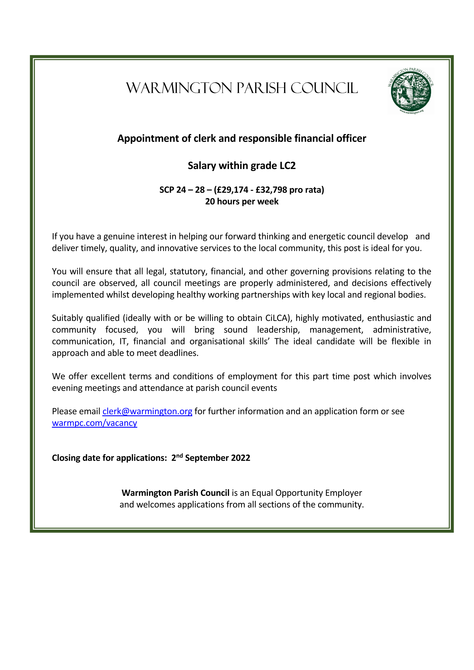 Vacancy notice